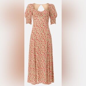 Rixo x RTR Albertine Cream Midi Dress with Ditsy Floral Print